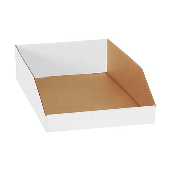 Box Packaging Corrugated Storage Bin, 200#/Ect-32-B Corrugated, White, 12 in W BSBINEB1812 - main